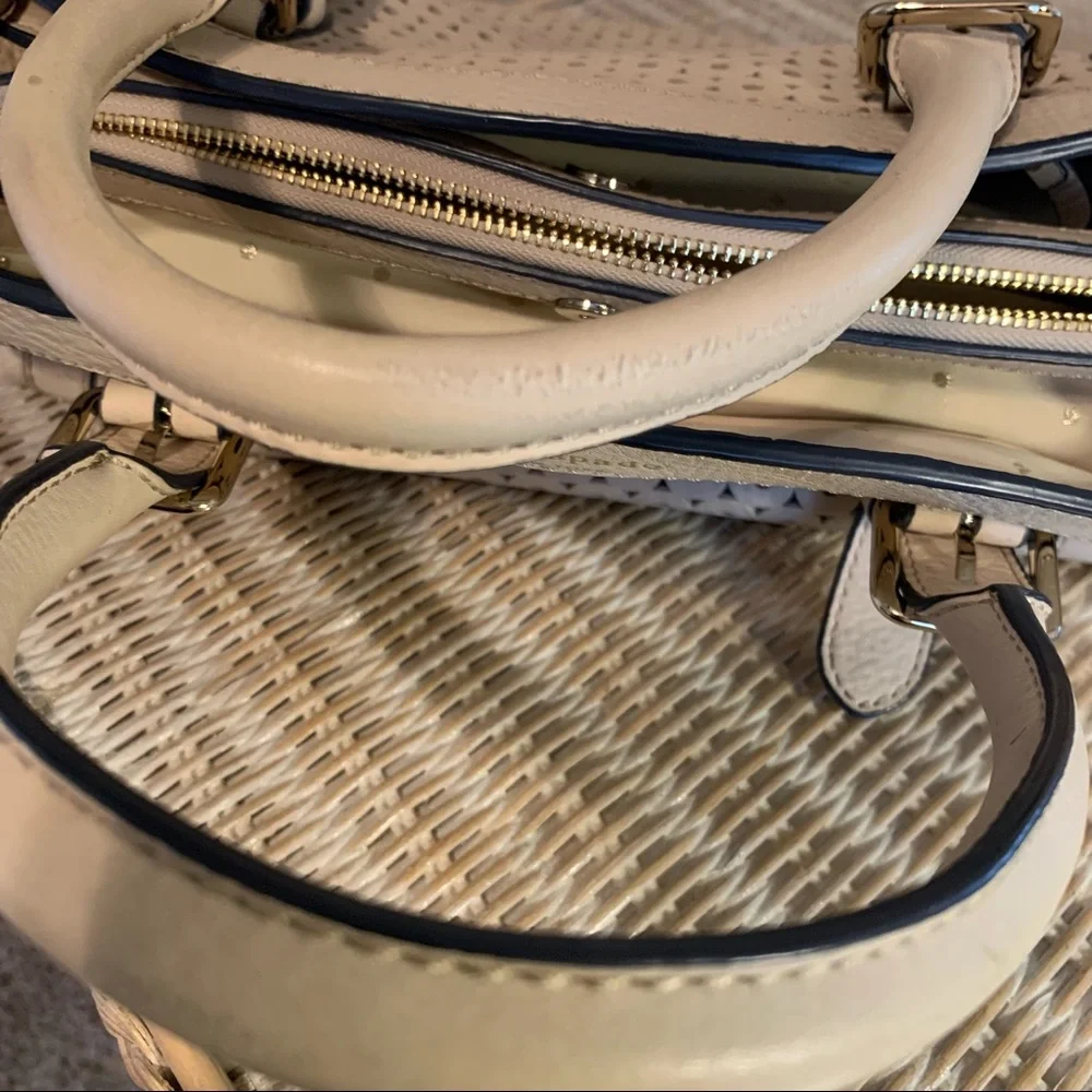 Kate Spade Mercer Isle Sloan Satchel Crossbody Leather Bag Ostrich Egg Off White